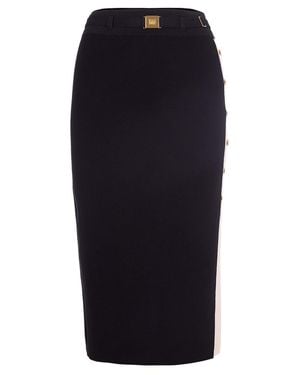 Elisabetta Franchi Midi Skirt With Viscose Bands And Jacquard Detailing - Blue