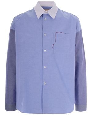 Marni Patchwork Embroidered Shirt - Blue