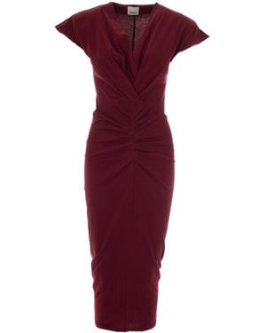 Isabel Marant Fitted Pleated Dress With Draped Cache-Caur Effect - Red