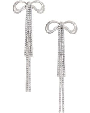 Self-Portrait Orecchino Double Crystal Bow - Bianco
