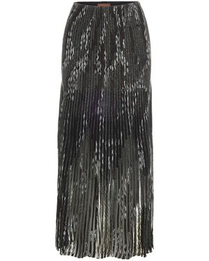 Missoni Gonna Midi Plissettata A Righe - Grigio
