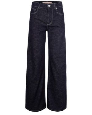 Marni Wide-Leg Denim Jeans With Contrast Stitching - Blue