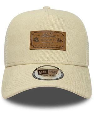 KTZ Cappellino 9Forty A-Frame Trucker Leather Patch Chiaro - White