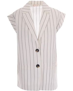 Liu Jo Gilet Lyocell-Linen - White