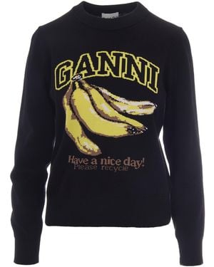 Ganni Maglione Graphic Banana - Blue