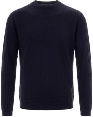 Emporio Armani Textured Crewneck Jumper - Blue