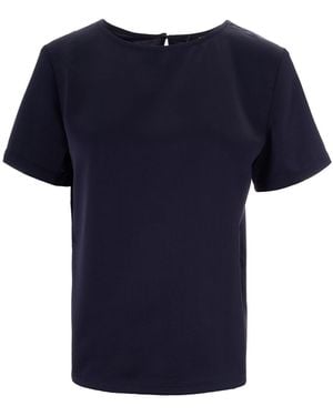 Weekend by Maxmara Solid Round Neck T-Shirt - Blue
