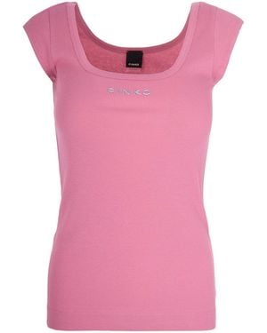 Pinko Ribbed Top Love Birds - Pink
