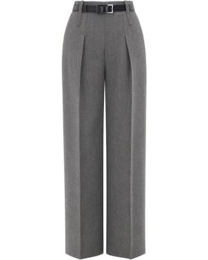 Elisabetta Franchi High-Waist Wide-Leg Trousers With Belt - Grey