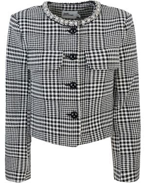 Self-Portrait Jacket With Houndstooth Pattern - Multicolor