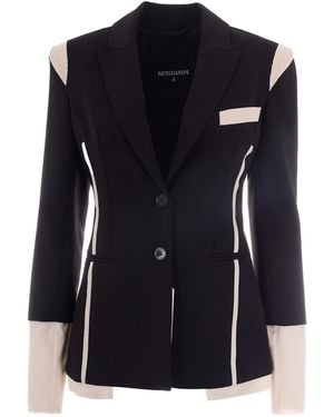 Patrizia Pepe Colour Block Slim Blazer - Black