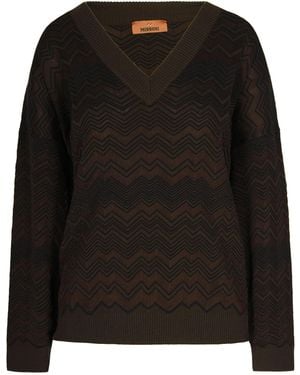 Missoni Chevron Pattern Oversized Knit Sweater - Black