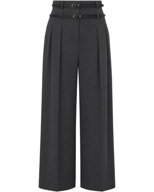 Liu Jo Pantalone Flare Flanella Dark Melange - Black