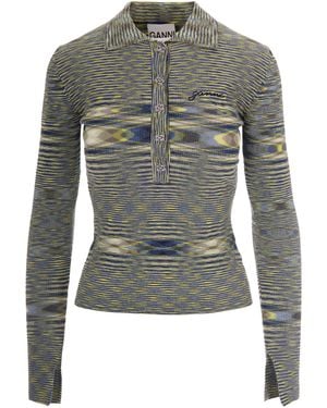 Ganni Polo Top - Grey