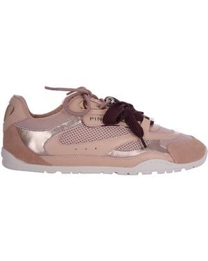 Pinko Nude Tonal Sneakers With Metallic Charms - Brown