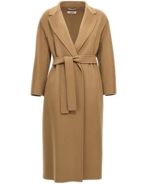 Max Mara Sleek Virgin Wool Coat For - Natural