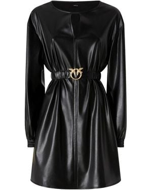 Pinko Leather Effect Short Dress - Black