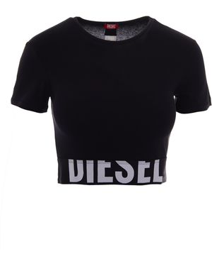 DIESEL Logo Hem Cropped T-Shirt - Black