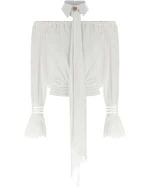 Elisabetta Franchi Ivory Shirt Collar Blouse - White