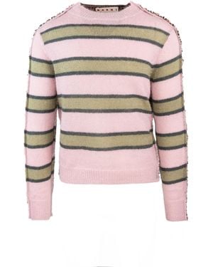 Marni Mohair Striped Sweater - White
