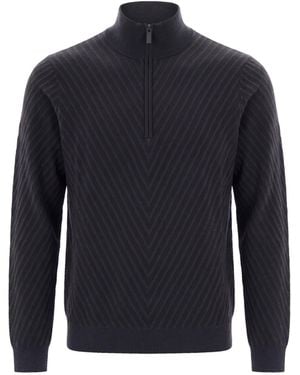 Emporio Armani Dark Turtle Neck Jumper - Blue