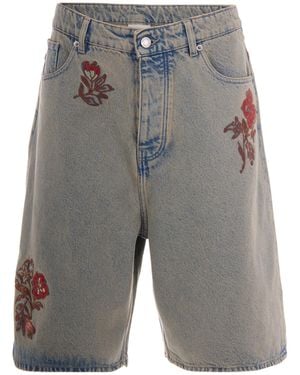 Drole de Monsieur Bermuda Jean Dusty Brodé Fleurs - Grey