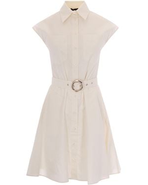 Liu Jo Structured Poplin Shirt Dress With Adjustable Belt - White