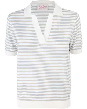 Mc2 Saint Barth Polo Evonne Con Motivo A Righe - White