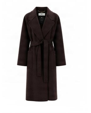 Elisabetta Franchi Cappotto Vestaglia Dark Chocolate - Black