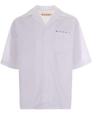 Marni Embroidered Bowling Shirt - Purple
