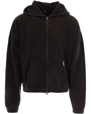 Represent Felpa Initial Boxy Zip Coffee - Black
