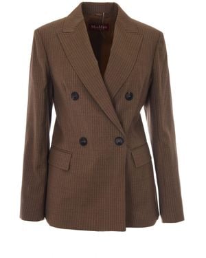 Max Mara Giacca Umico Cammello Gessato - Marrone