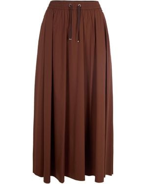 Herno Ankle-Grazing Light Nylon Stretch Skirt - Brown
