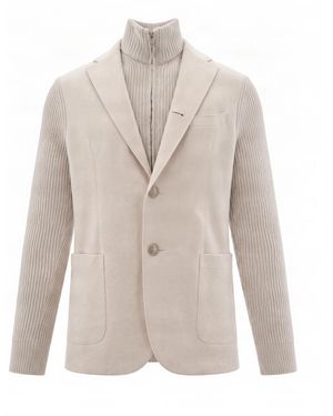 Eleventy Blazer Sovrapposto Sabbia - White
