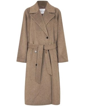 Samsøe & Samsøe Cappotto Sahannen Lead Melange - Natural