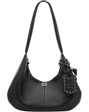 Ganni Borsa A Spalla Medium Hobo Grained - Black