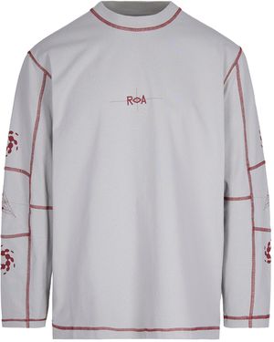Roa T-Shirt A Maniche Lunghe Info Stitch Organic Light - Grigio