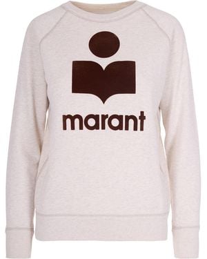 Isabel Marant Cotton Sweatshirt With Flocked Logo Detail - White