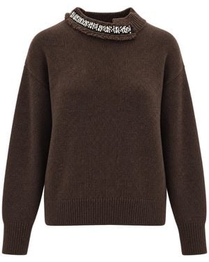 Liu Jo Maglione Collo Lupetto Con Strass Marrone - Brown