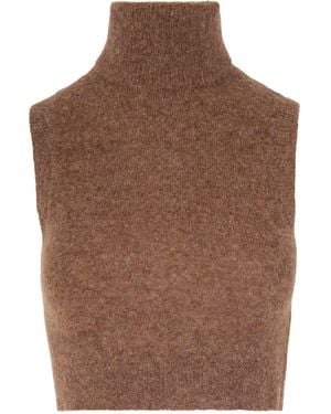 CYCLE Crop Top Con Collo Alto Volpe - Marrone