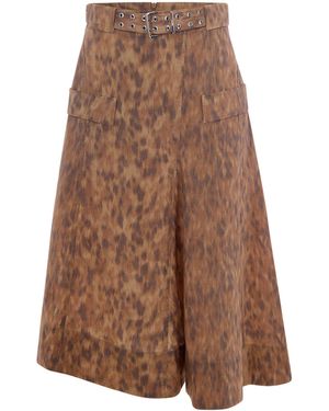 Ganni Gonna Asimmetrica Stampata - Brown