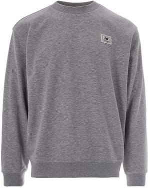 New Balance Felpa Woven Label Crew Athletic - Grey