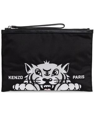 KENZO Pochette Nera Con Ricamo Tigre - Black