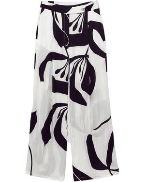 Alpha Studio Pantalone Crickle Flower - White