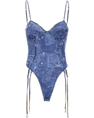 DIESEL Bridget-Dnm Corset-Inspired Bodysuit - Blue