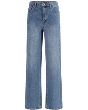 Self-Portrait Straight-Leg Jeans With Strass Inspired Detailing - Blue