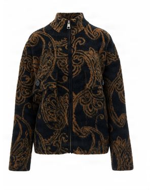 Liu Jo Jacquard Pattern Zip-Front Jacket - Black