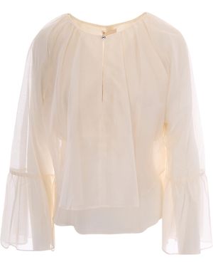 Liu Jo Blusa Con Volant Soft Milk - Natural