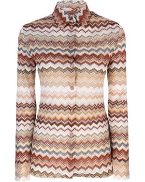 Missoni Camicia Con Motiva Zig Zag Seghette Lamé - Rosa