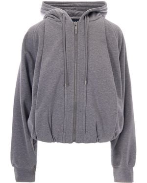 Sportmax Fashion Cotton-Blend Hoodie - Grey